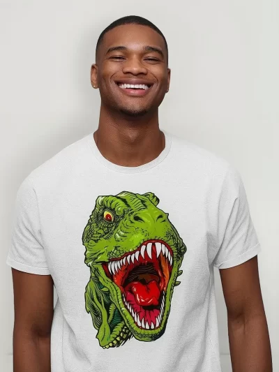 Camisetas Blancas De Caballero Dinosaurio Divertidas Cleen