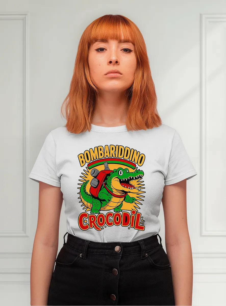 Remera Blanca Estampado Tralalero Tralala Ia Cocodrilo