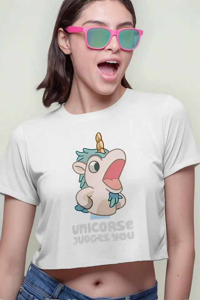 Remera Crop Unicorse Judges You Blu3