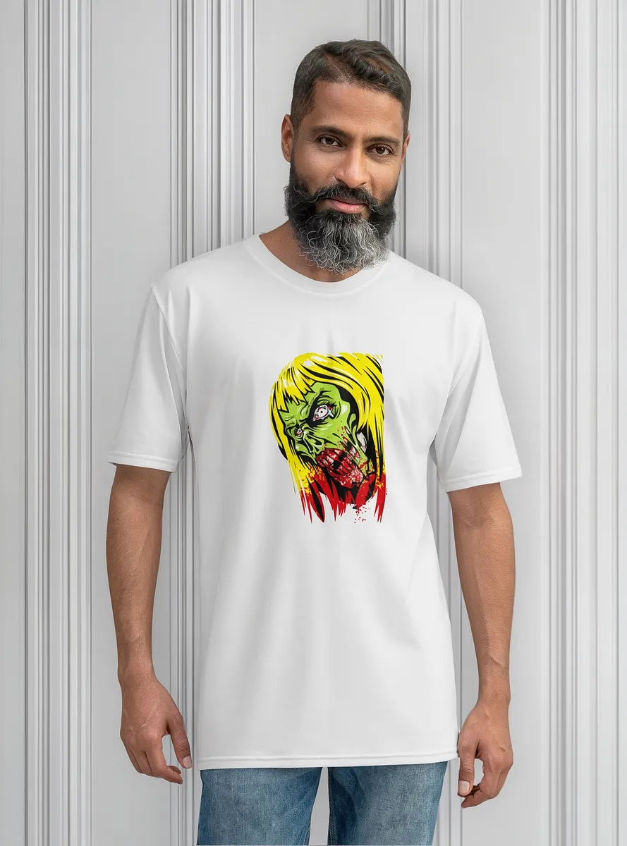 Remera Halloween Zombie Verde Come Cerebros Boca De Sangre