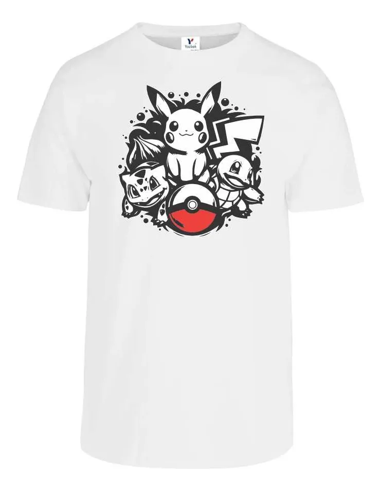 Remera Pikachu Bulbasaur Squirtle Silueta Bola