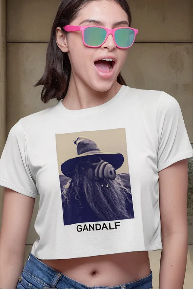 Remera Crop Gandalf Alf Mago Reference Wizard