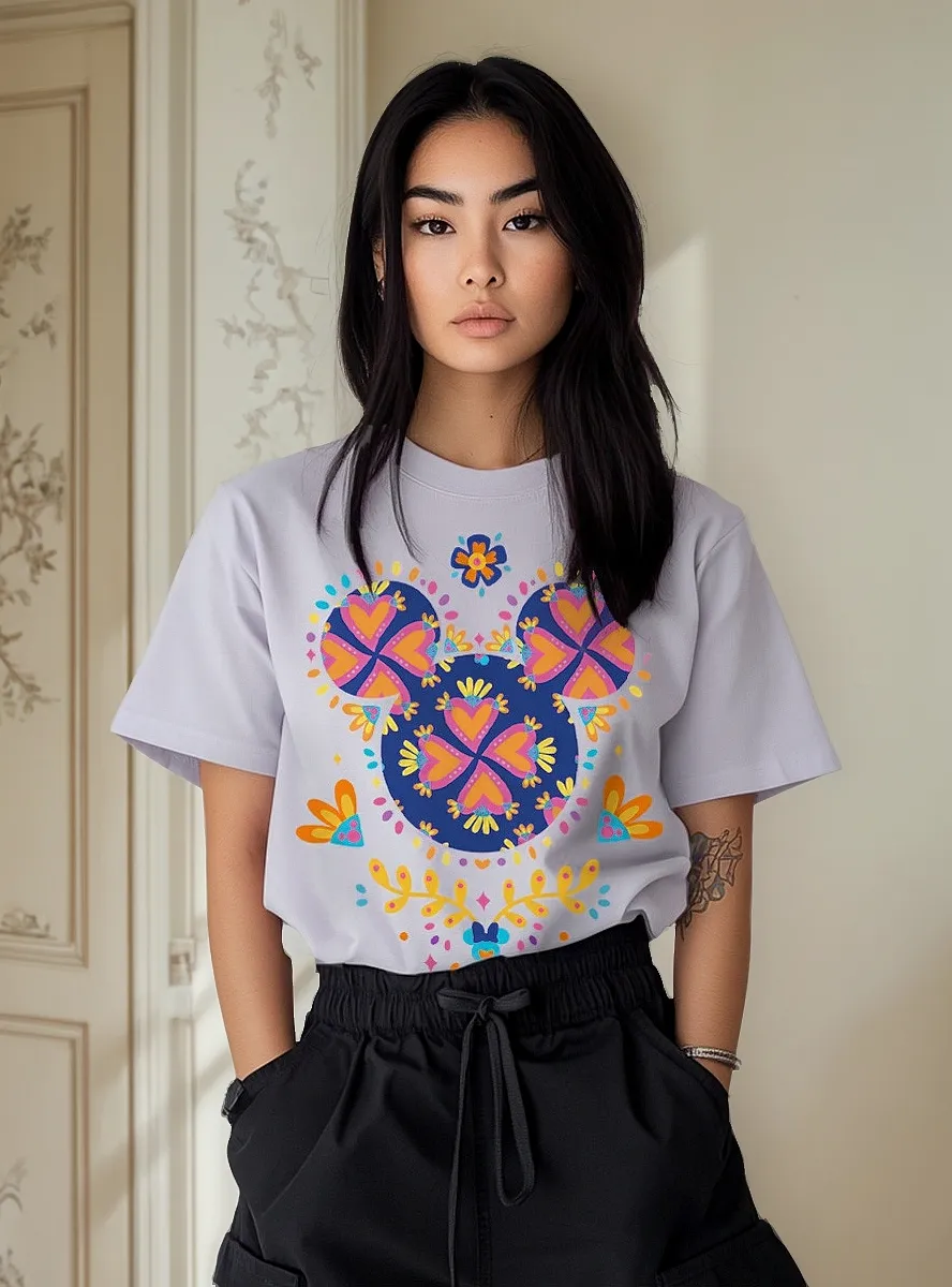 Remera Mujer Mickey Pétalos Disney