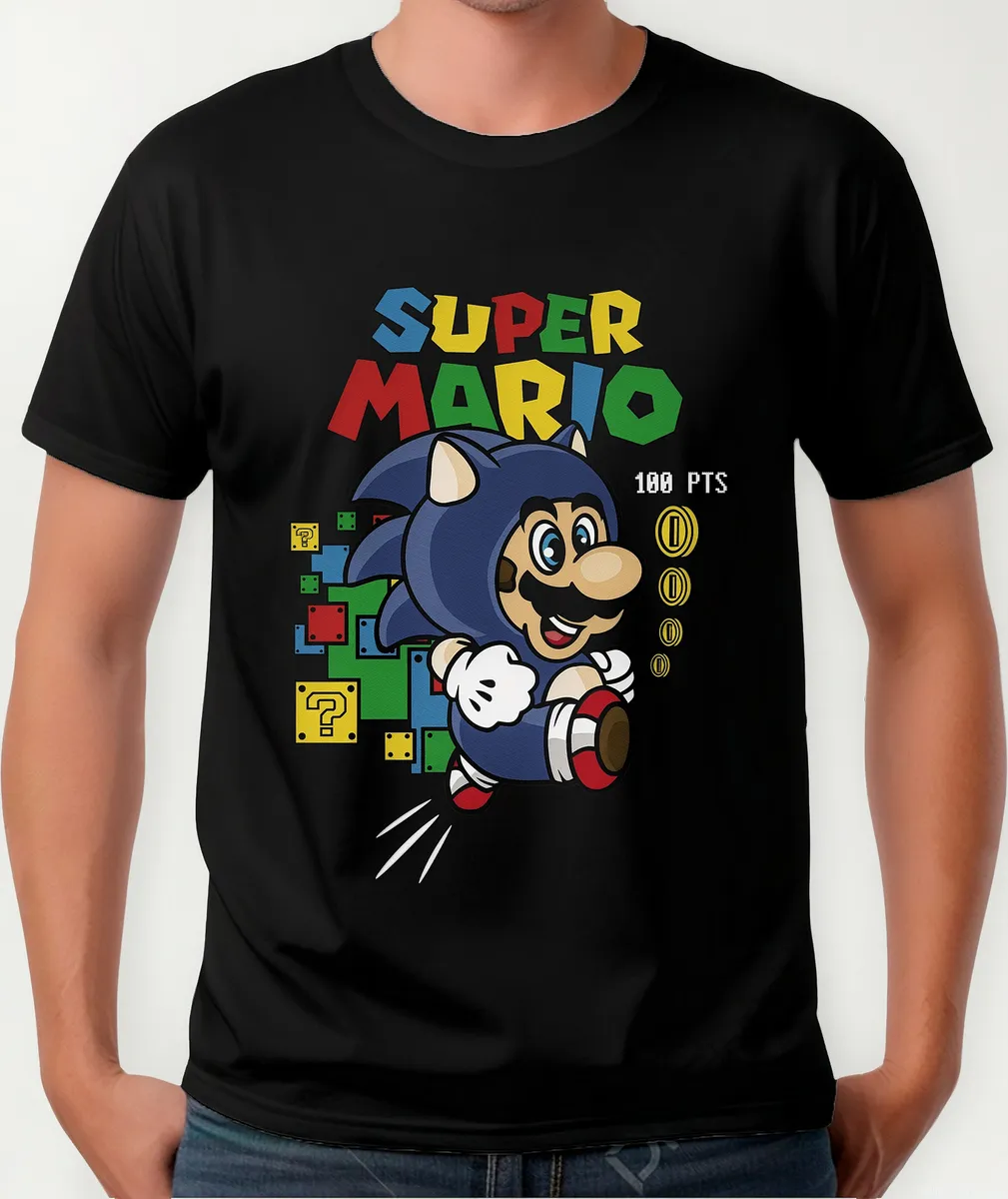 Remera Videojuego Mario Bros Sonic