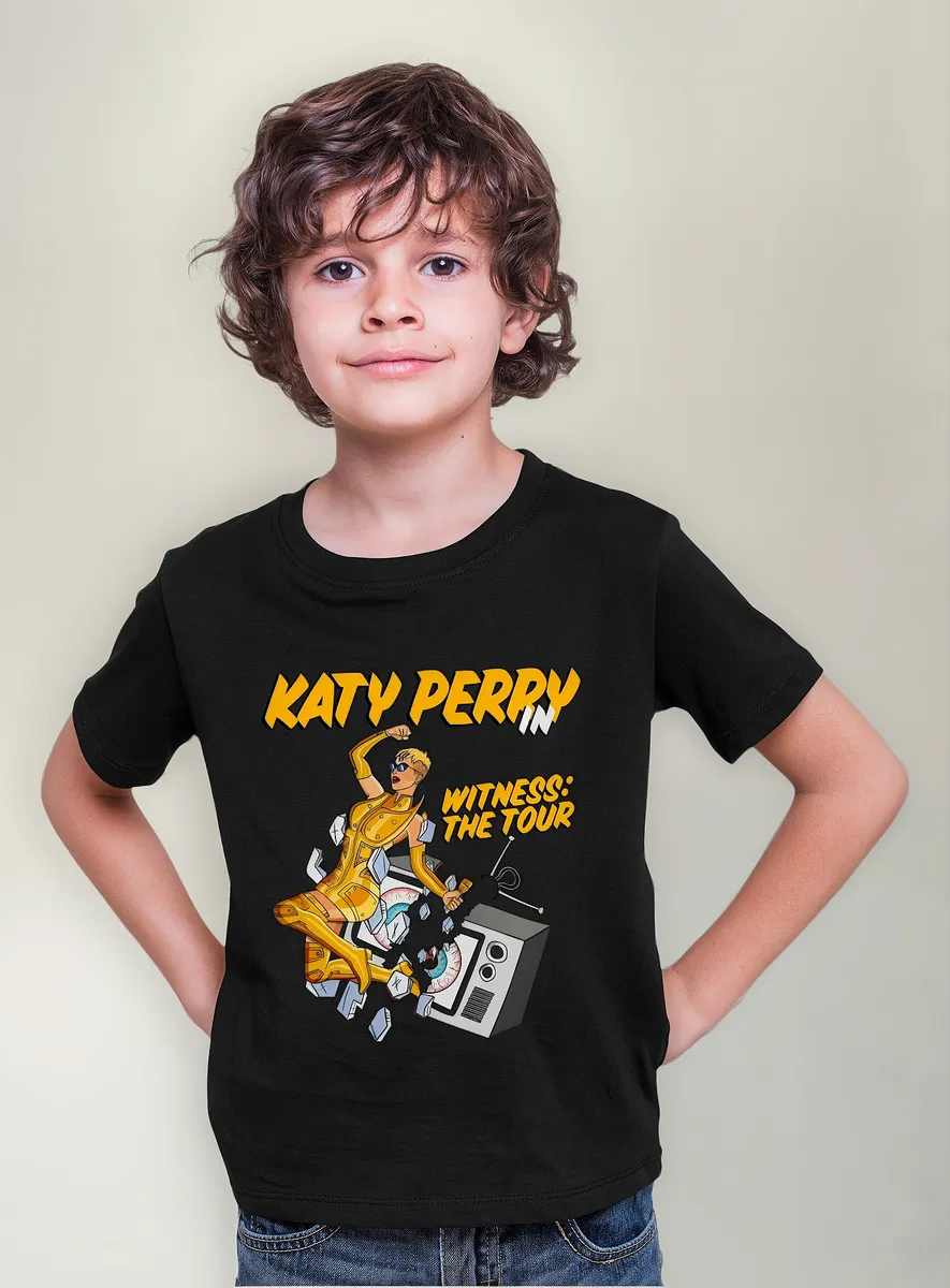 Remera Negra Casual Concierto Katy Perry Para