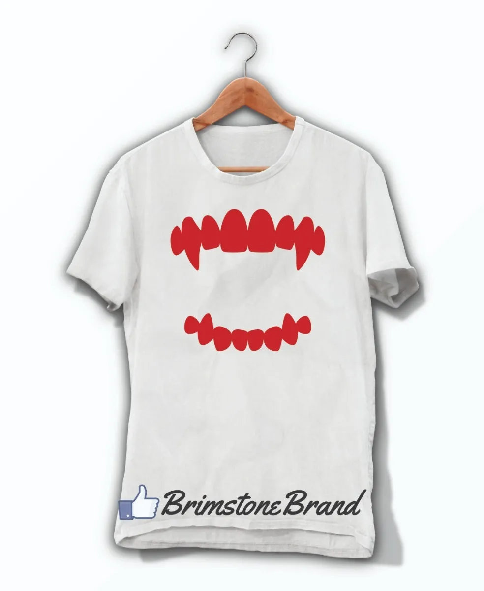 Remera Colmillos Dracula Vampiro Halloween Hombre O Mujer