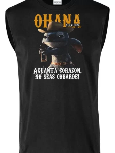 Remera Sin Manga Stitch Ohana Aguanta Corazón No Cobarde