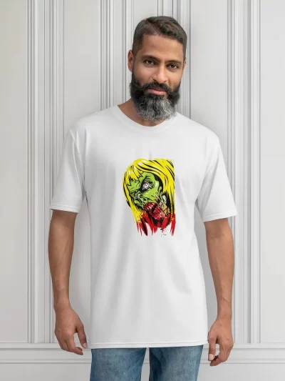 Remera Halloween Zombie Verde Come Cerebros Boca De Sangre