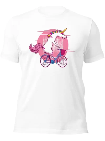 Remera Unicornio Bonito En Bicicleta Corriendo
