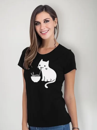 Remera Dama Noodles Cat Love Amantes De Los Gatos Mom
