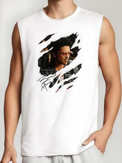 Remera De Bruno Mars Microfono Flame