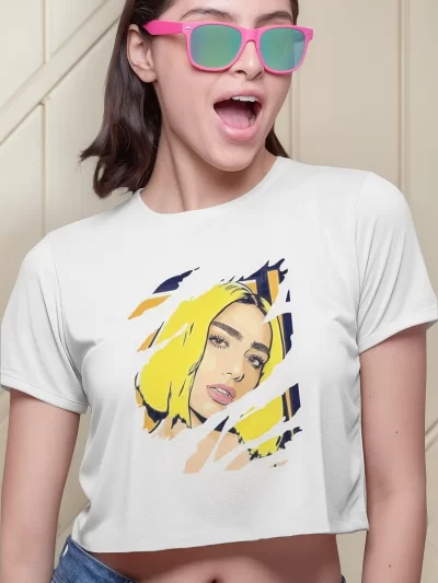 Remera Crop Electricity Fondo Azul Dua 1Lipa