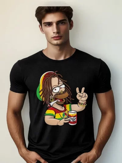 Remera Homero Simpson Duff Jamaica Adulto Dama O Niño