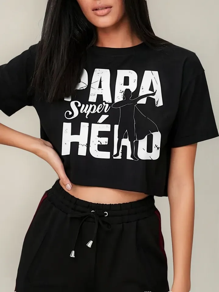 Remera Crop Dad Papa Sprhero Oe