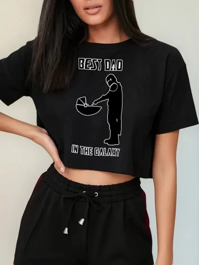 Remera Crop Best Papa In Galaxy