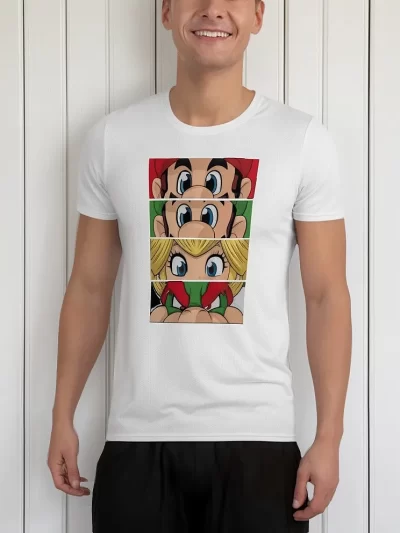 Remera Ojos De Personajes Princesa Y Villano De Mario Bross