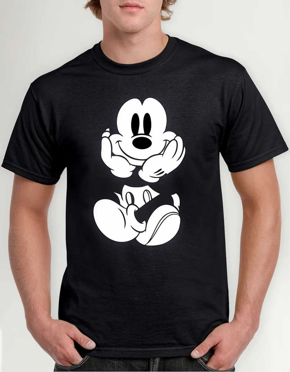Remera Mickey Mouse Silueta Manos Sonriendo