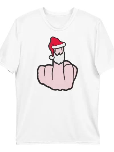 Remera Navideña Dedo Grosero Con Sombrero De Santa Navidad