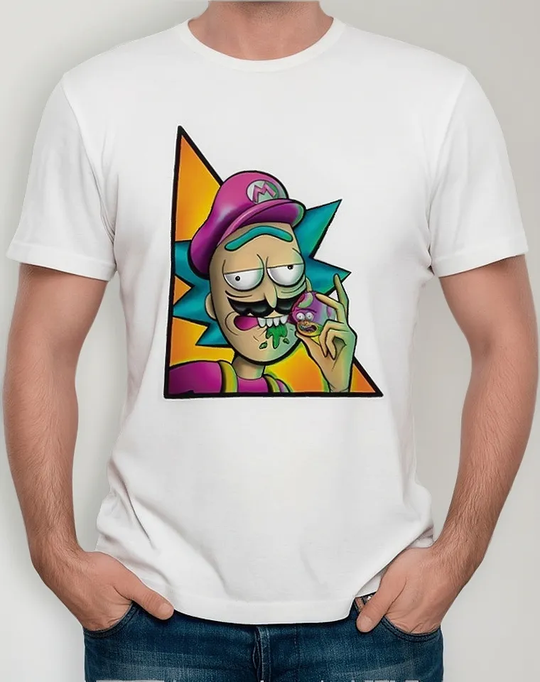 Remera Serie Caricatura Rick Y Morty Mario Bros