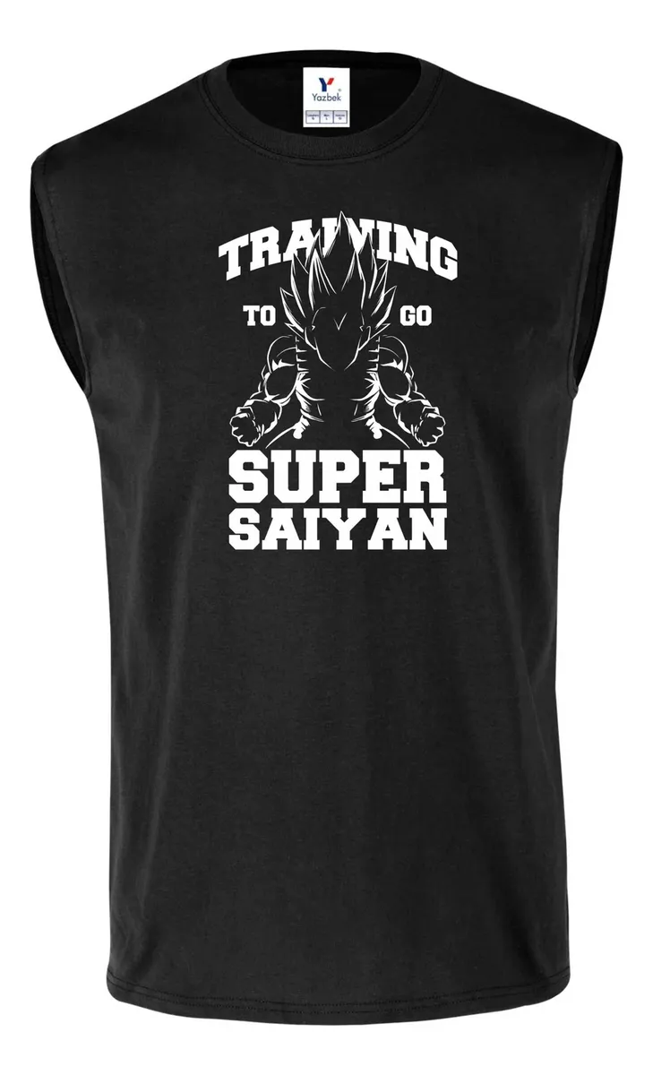 Remera Sin Manga Entrenando Super Saiyajin Dragon Ball Gym