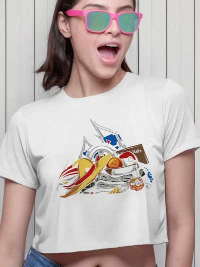 Remera Crop Anime Colecion Items Varios