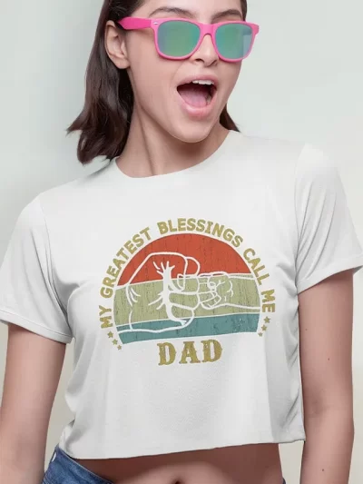 Remera Crop Bendiciones Me Dicen Papa