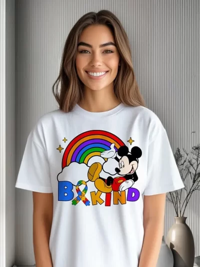 Remera Dama Autismo Mickey Mouse Be Kind Love Autista Amor