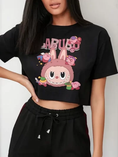 Remera Crop No Soy Feo Soy Labubu