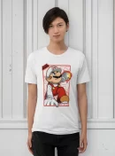 Remera Mario Bross De Fuego Blanco Con Rojo Cuadrado