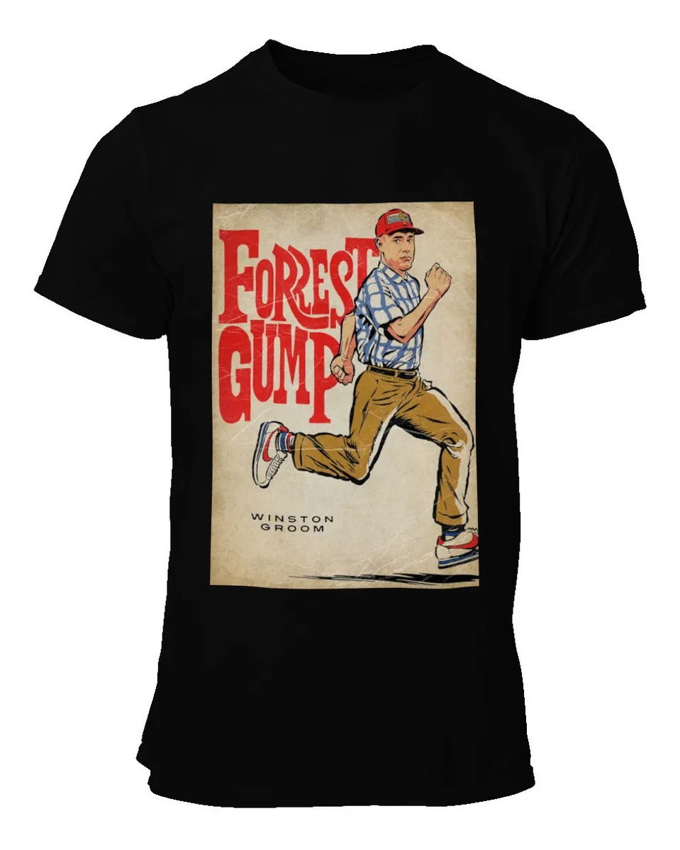 Remera Negra Forrest Gump Poster Movie