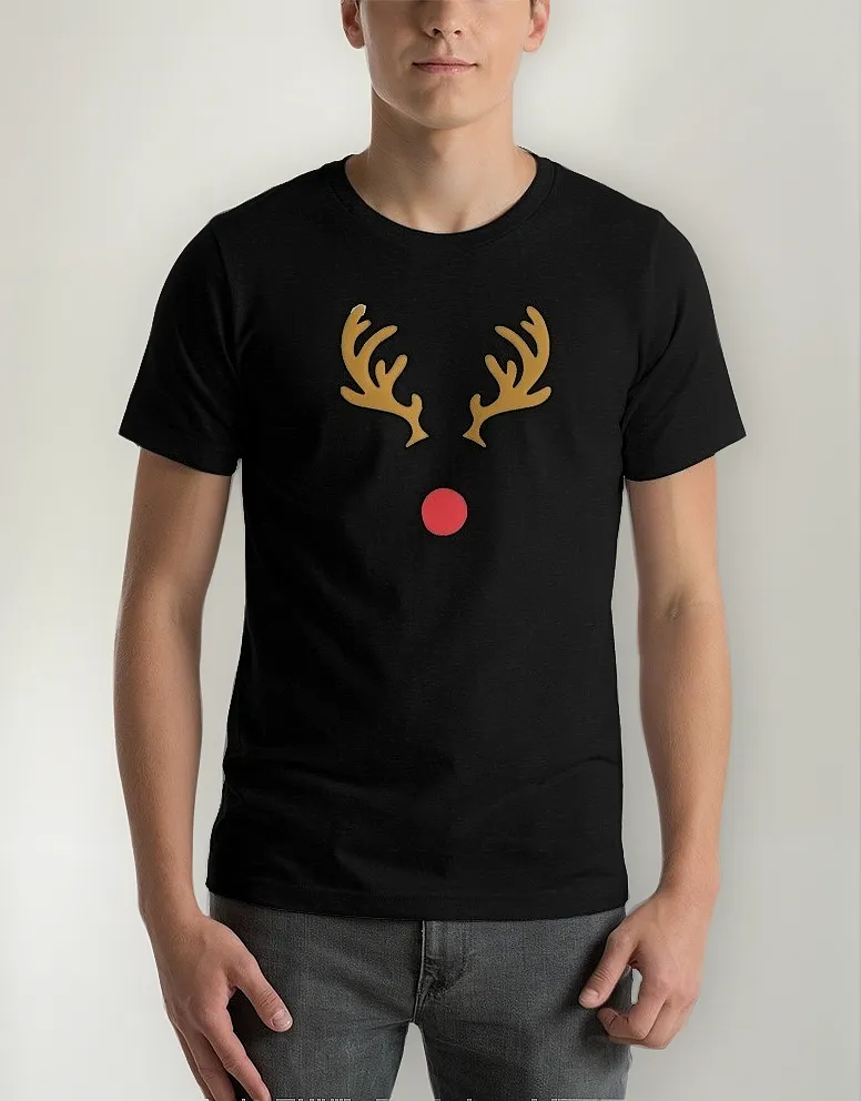 Remera Navideña Reno Nariz Roja Navidad Adultos Niños