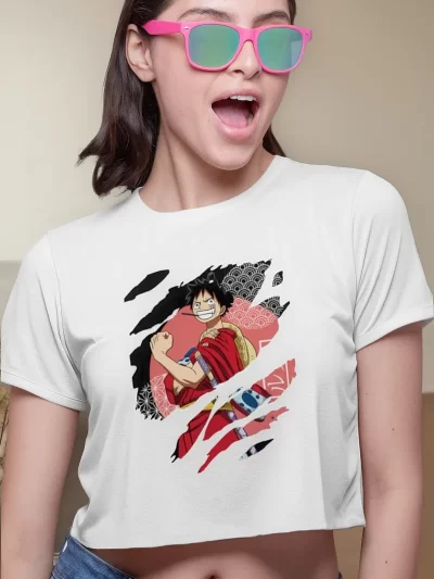 Remera Crop Luffy Anime One Piece Wano