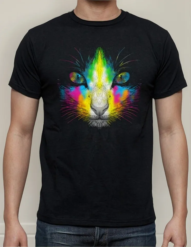 Remera Gato Cara Arcoiris Prisma Luz Moda Unsx