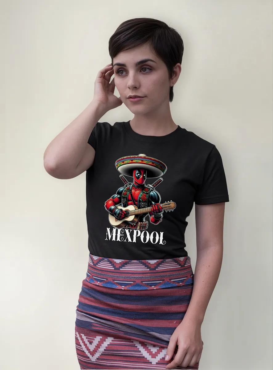 Remera Viva Mexico Estampado Septiembre Deadpool