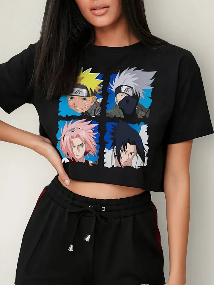 Remera Crop Naruto Sakura Kakashi Saske