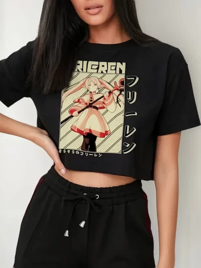 Remera Crop Frieren Journey Anime Top001