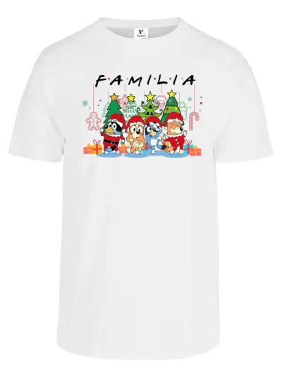 Remera Navidad Bluey Familia Friends