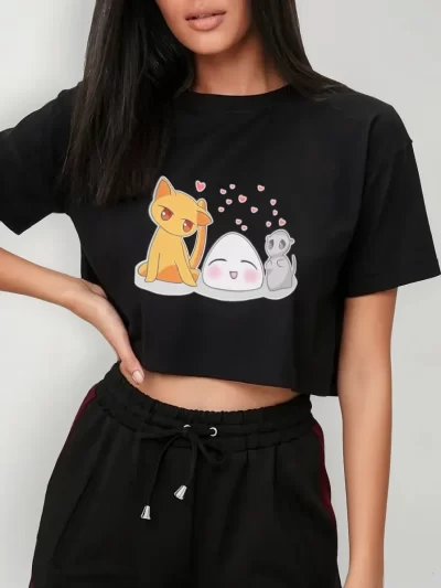 Remera Crop Fruits Basket Chibi Onigiri San