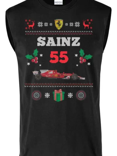Remera Sin Manga Ugly Navidad Carlos Sainz Ferrari Formula