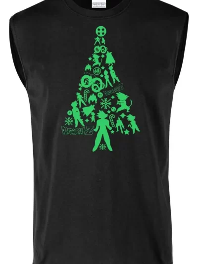 Remera Sin Manga Dragon Ball Personajes Árbol Navidad