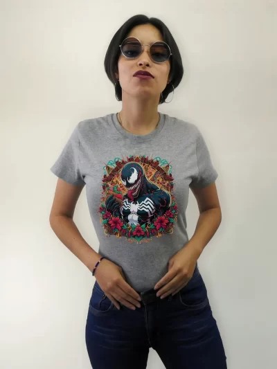 Camiseta Gris Con Estampado Patrio Mexicano Leon Rugido
