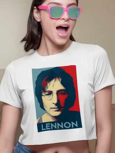 Remera Crop John Lennon Art3 Paz Musica C0Lor
