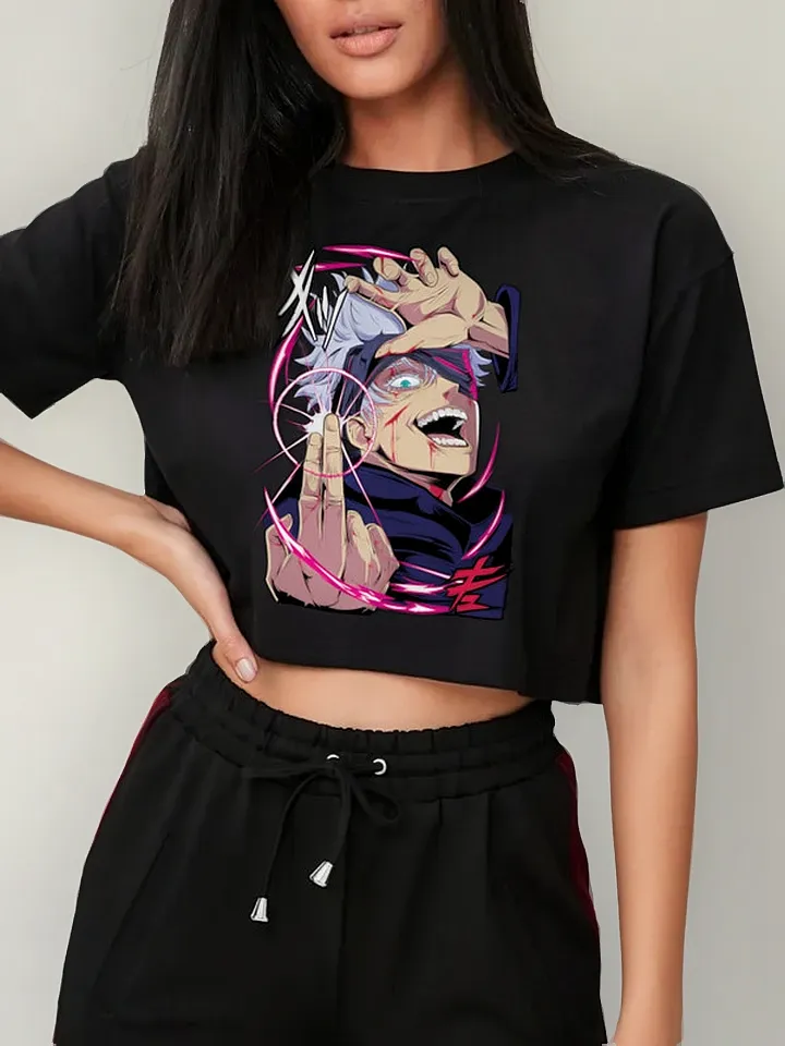 Remera Crop Jujutsu Kaisen Satoru Gojo Red 8T