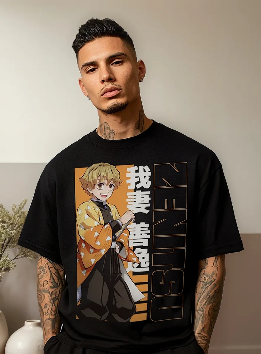 Remera Hombre Zenitsu Agatsuma Demon Slayer Oversize Fit
