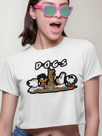 Remera Crop Dogs Friends Clasicos Perros Cart00N