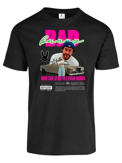 Remera Bad Bunny Nadie Sabe Mañana Foto Auto