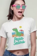 Remera Crop Dad Papasaurus Aw