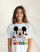 Remera Dama Autismo Mickey Mouse Manos Love Autista Amor